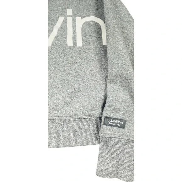 Calvin Klein Performance Hoodie Gray Logo Lightly Cropped Pullover Womens XS Fun - Picture 2 of 7